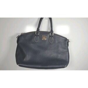 Dooney & Bourke Dark Navy Blue Domed Satchel Pebbled Leather Handbag Purse